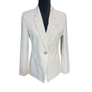J.Crew Helena Linen Blazer Jacket Women's Beige Office Minimalist Sz 4